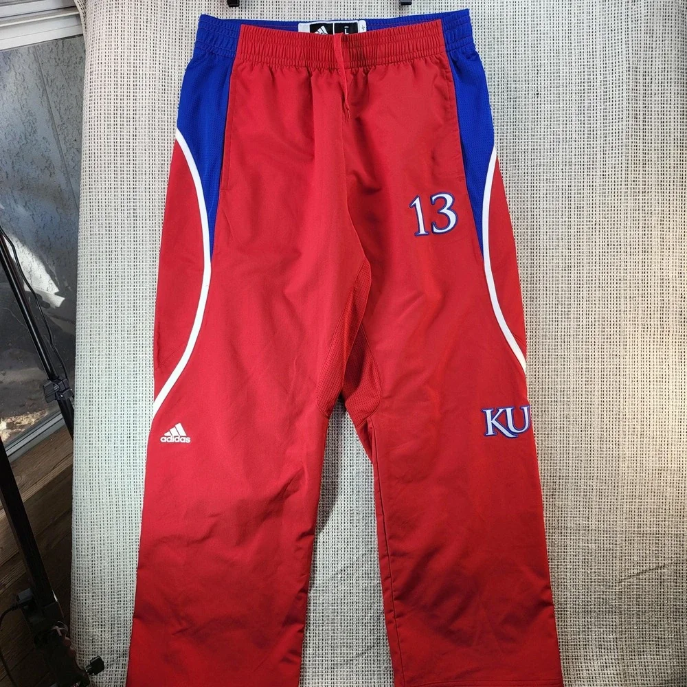 Kansas Jayhawks Pants Women Large Red Blue NCAA Basketball Adidas adizero - Picture 1 of 6